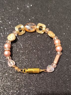 "Peaches & Cream" Handmade Wire Bracelet W/ Easy Magnetic Clasp